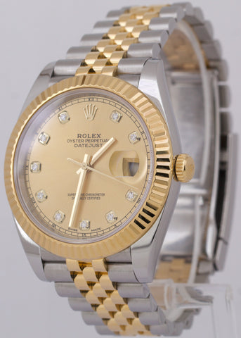 Rolex DateJust 41 CHAMPAGNE DIAMOND 18K Gold Steel 41mm JUBILEE Fluted 126333