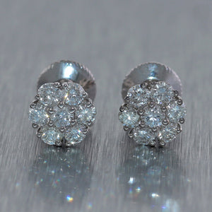 14k White Gold 1.40ctw Diamond Cluster Stud Earring