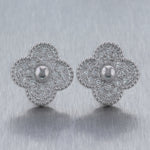 Modern 18k White Gold 2ctw Diamond Flower Clip-On Earrings