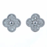 Modern 18k White Gold 2ctw Diamond Flower Clip-On Earrings