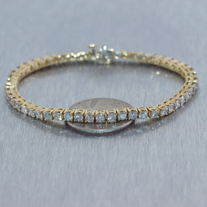 14k Yellow Gold 5.20ctw Round Cut Diamond Tennis Bracelet