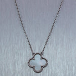 Van Cleef & Arpels 18k White Gold Alhambra Mother of Pearl Pendant 16" Necklace