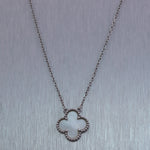 Van Cleef & Arpels 18k White Gold Alhambra Mother of Pearl Pendant 16" Necklace