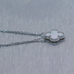 Van Cleef & Arpels 18k White Gold Alhambra Mother of Pearl Pendant 16" Necklace