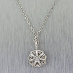 Modern 14k White Gold 0.95ctw Diamond Cluster Flower 18" Necklace