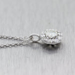 Modern 14k White Gold 0.95ctw Diamond Cluster Flower 18" Necklace