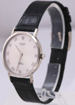 1995 Rolex Cellini 18K White Gold SILVER ROMAN Manual Leather 32mm 4112 BOX
