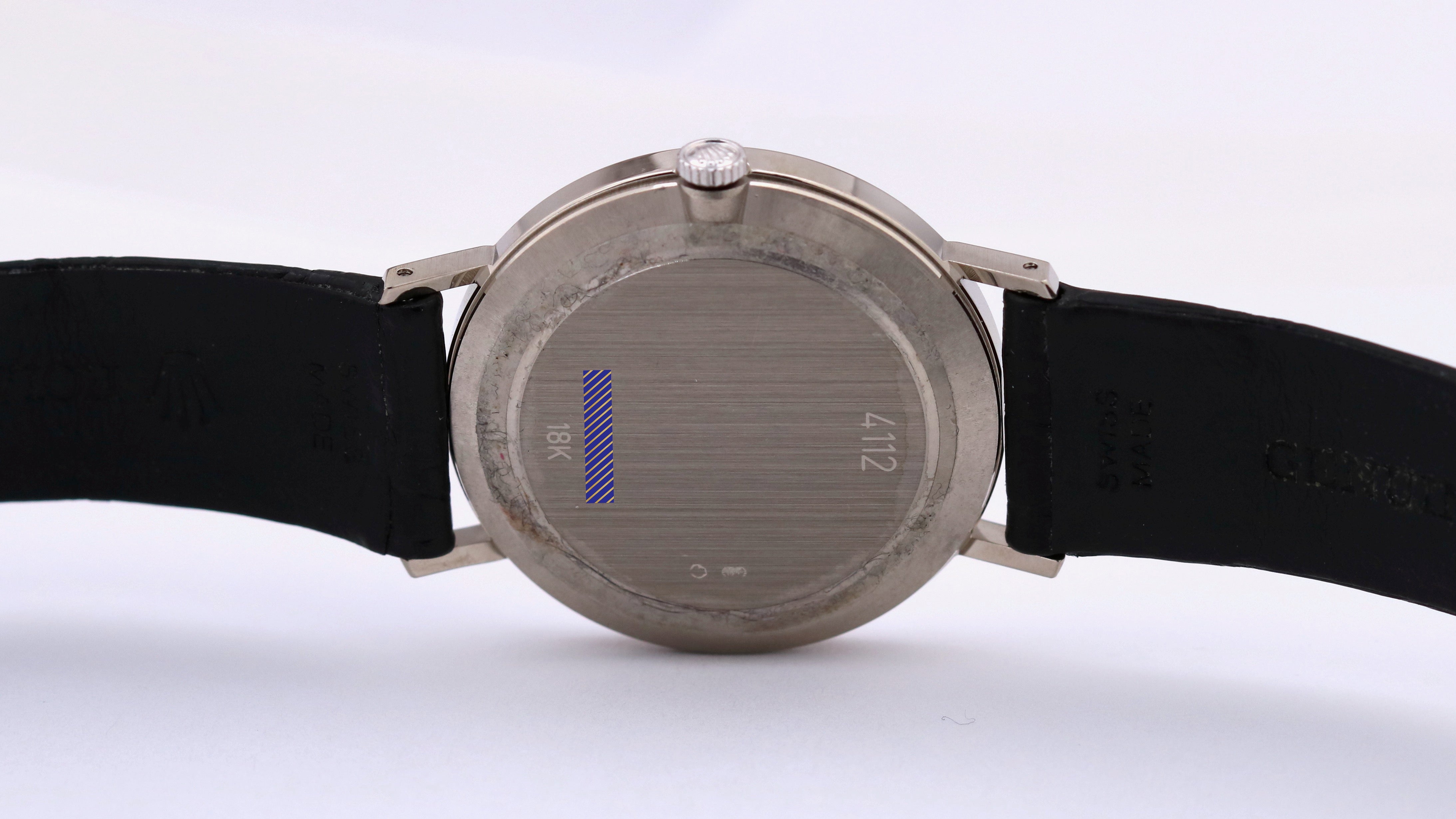 1995 Rolex Cellini 18K White Gold SILVER ROMAN Manual Leather 32mm 4112 BOX