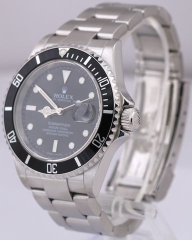 Rolex Submariner Date Black REHAUT Stainless Steel Oyster SEL 40mm 16610 Watch