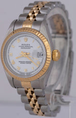 PAPERS MINT Rolex DateJust 26mm White Roman Two-Tone 18K Gold Jubilee 69173 BOX