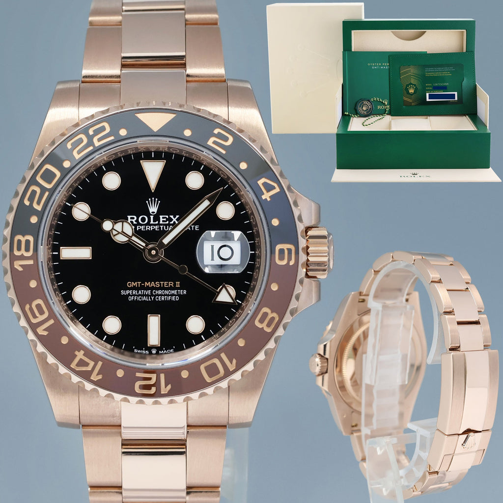 2023 NEW PAPERS Rolex GMT Master Rose Gold Ceramic Root Beer 126715 Watch Box