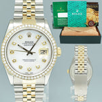 DIAMOND BEZEL Rolex DateJust 16233 Two-Tone  Yellow Gold MOP Jubilee Watch Box