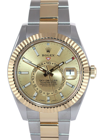 2020 PAPERS Rolex Sky-Dweller 326933 Champagne Two Tone Gold Steel Watch Box