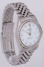 MINT Rolex DateJust DIAMOND White 36mm Stainless Steel Jubilee Watch 16220