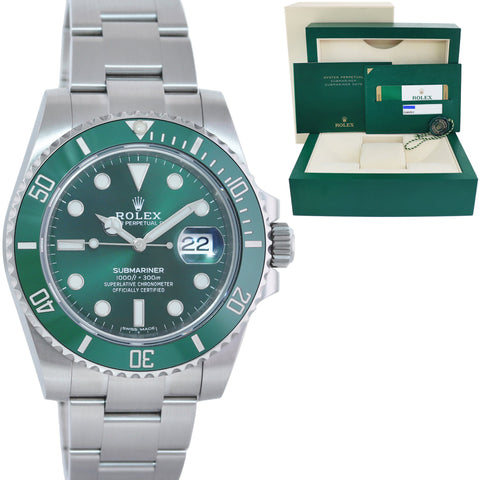 MINT 2018 PAPERS Rolex Submariner Hulk 116610LV Green Dial Ceramic Watch Box