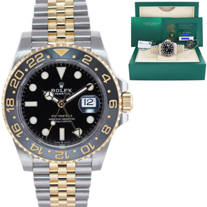 2023 NEW PAPERS Rolex GMT Master Gold Two Tone Jubilee Black 126713 GRNR Watch