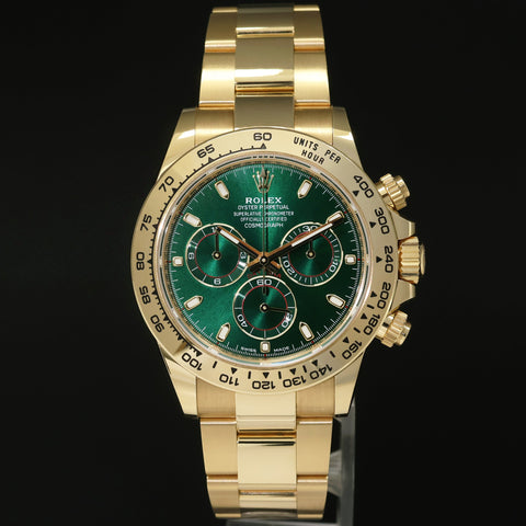 SANTA'S XMAS TREE GREEN DAYTONA Rolex 116508 Yellow Gold 40mm Chrono Watch