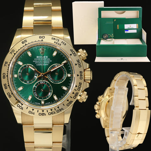 SANTA'S XMAS TREE GREEN DAYTONA Rolex 116508 Yellow Gold 40mm Chrono Watch