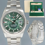 2023 NEW PAPERS Rolex Sky-Dweller Steel Green Oyster Fluted 42mm 336934 Watch Box