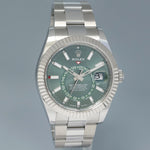 2023 NEW PAPERS Rolex Sky-Dweller Steel Green Oyster Fluted 42mm 336934 Watch Box