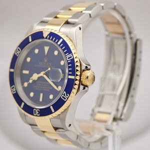 Rolex Submariner Two-Tone Stainless Steel 18K GOLD BUCKLE 16613 Date Watch