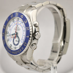 STICKERED Rolex Yacht-Master II 44mm White Blue Stainless Steel 116680 Watch