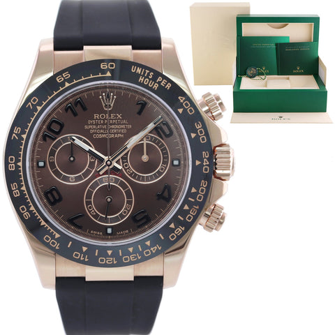 2015 MINT Rolex Daytona Chocolate Arabic Ceramic 116515 Rose Gold Rubber Watch Box