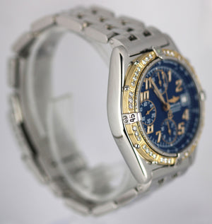 Breitling Chronomat Chronograph Steel 18k Gold DIAMOND Blue 39mm D13050.1 Watch