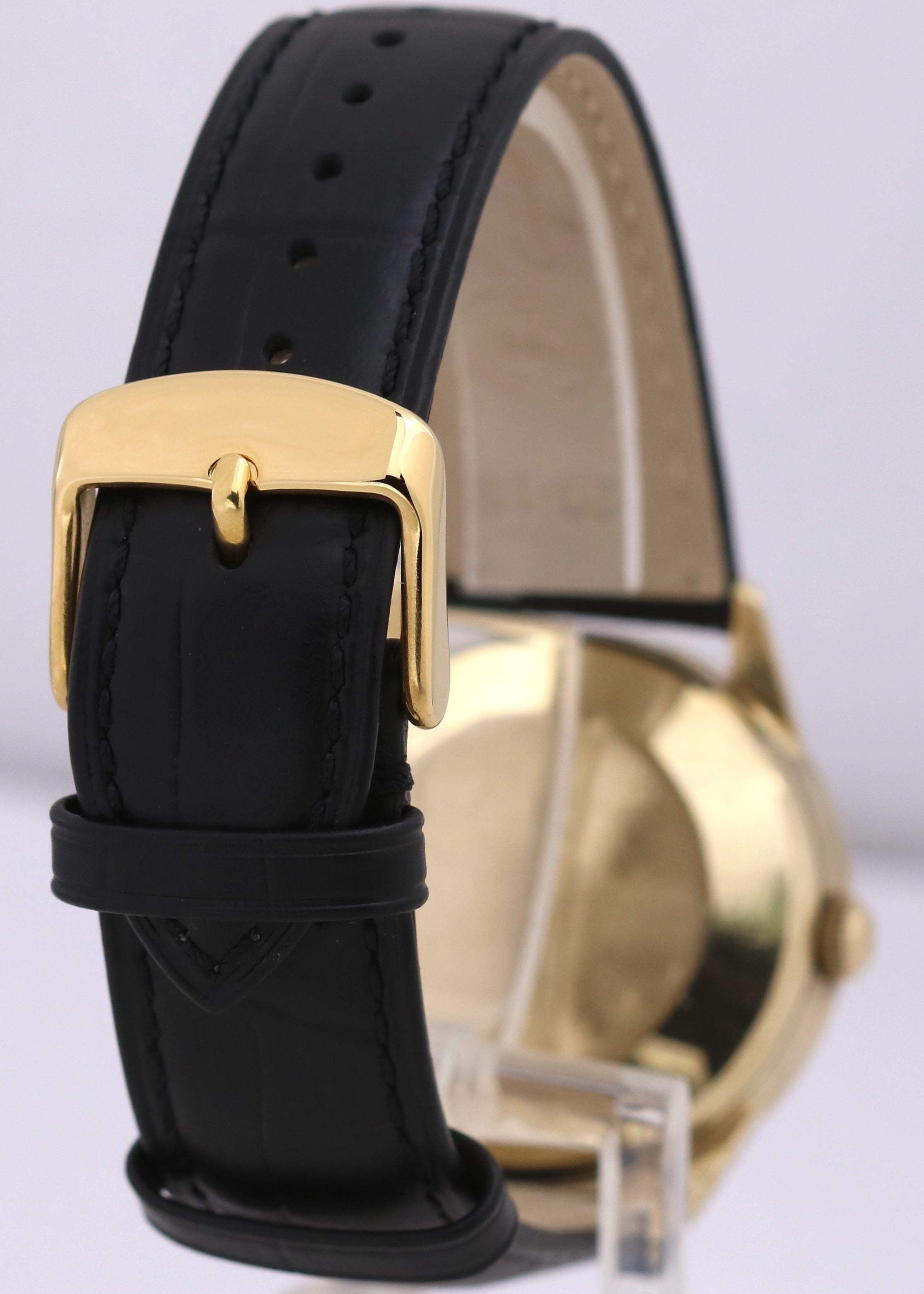 VINTAGE Rolex 7002 35mm 14K Yellow Gold Filled Silver Leather Presentation Watch