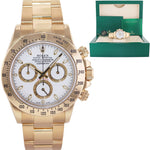 2007 MINT Rolex Daytona 116528 White Cosmograph Chrono Yellow Gold 40mm Watch