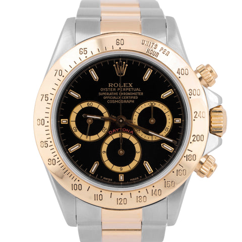 Rolex Daytona Cosmograph BLACK INVERTED 6 40mm Two-Tone 18K Yellow Watch 16523