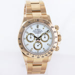 2007 MINT Rolex Daytona 116528 White Cosmograph Chrono Yellow Gold 40mm Watch