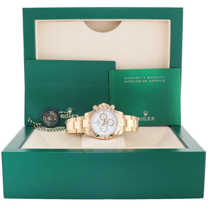 2007 MINT Rolex Daytona 116528 White Cosmograph Chrono Yellow Gold 40mm Watch