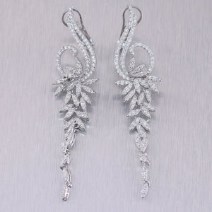 Estate Vintage 14k White Gold 1.94ctw Diamond Dangle Bridal Earrings