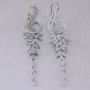 Estate Vintage 14k White Gold 1.94ctw Diamond Dangle Bridal Earrings