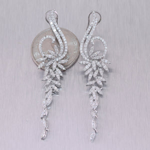 Estate Vintage 14k White Gold 1.94ctw Diamond Dangle Bridal Earrings