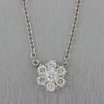 Modern 14k White Gold 1.60ctw Diamond Cluster 16" Necklace