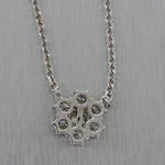 Modern 14k White Gold 1.60ctw Diamond Cluster 16" Necklace