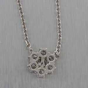 Modern 14k White Gold 1.60ctw Diamond Cluster 16" Necklace