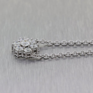 Modern 14k White Gold 1.60ctw Diamond Cluster 16" Necklace