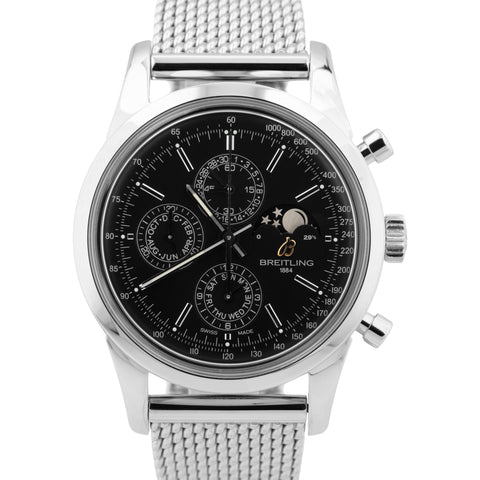 Breitling Transocean Chronograph 1461 Moonphase Steel 43mm Black Watch A19310