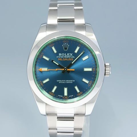 2020 NEW PAPERS Rolex Milgauss Blue Anniversary Green 116400GV Steel Watch Box