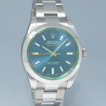 MINT 2022 Rolex Milgauss Blue Anniversary Green 116400GV Steel 40mm Watch Box