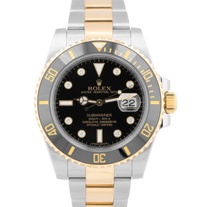 PAPERS Rolex Submariner Black FACTORY DIAMOND 40mm 18K Gold Watch 116613 LN BOX