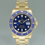 2021 NEW PAPERS Rolex Submariner Ceramic Blue 116618 LB Yellow Gold Watch Box