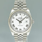 2023 MINT Rolex DateJust 126334 White Roman Jubilee White Gold Fluted 41mm Watch
