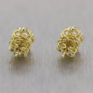 Modern 14k Yellow Gold 1.00ctw Diamond Flower Cluster Earrings