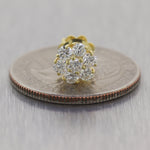 Modern 14k Yellow Gold 1.00ctw Diamond Flower Cluster Earrings