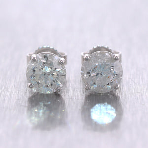 Modern 14k White Gold 2.21ctw G-H SI2 Diamond Stud Earrings