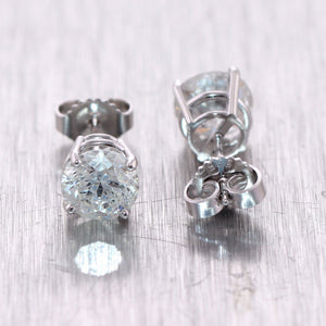 Modern 14k White Gold 2.21ctw G-H SI2 Diamond Stud Earrings